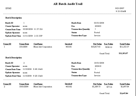 9.3 Batch Audit Trail Report